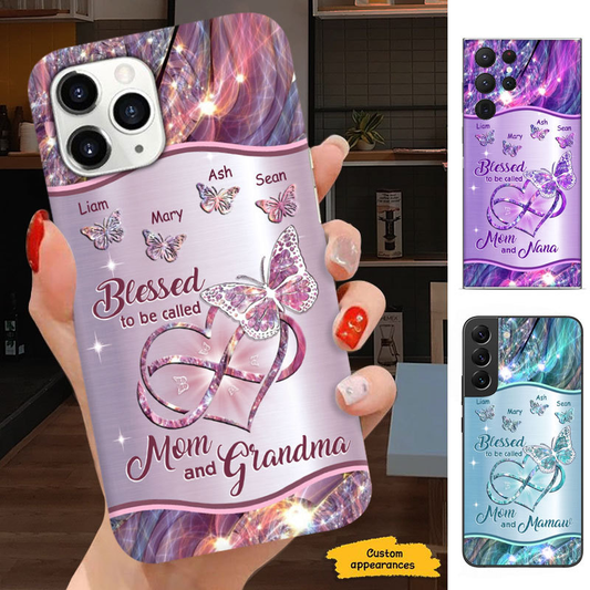 Butterfly Blessed to be called Mom and Grandma Nana Mimi Auntie Personalized Phone Case SC24102228