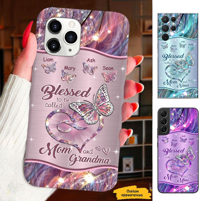 Butterfly Blessed to be called Mom and Grandma Nana Mimi Gigi Auntie Personalized phone case SC2212462