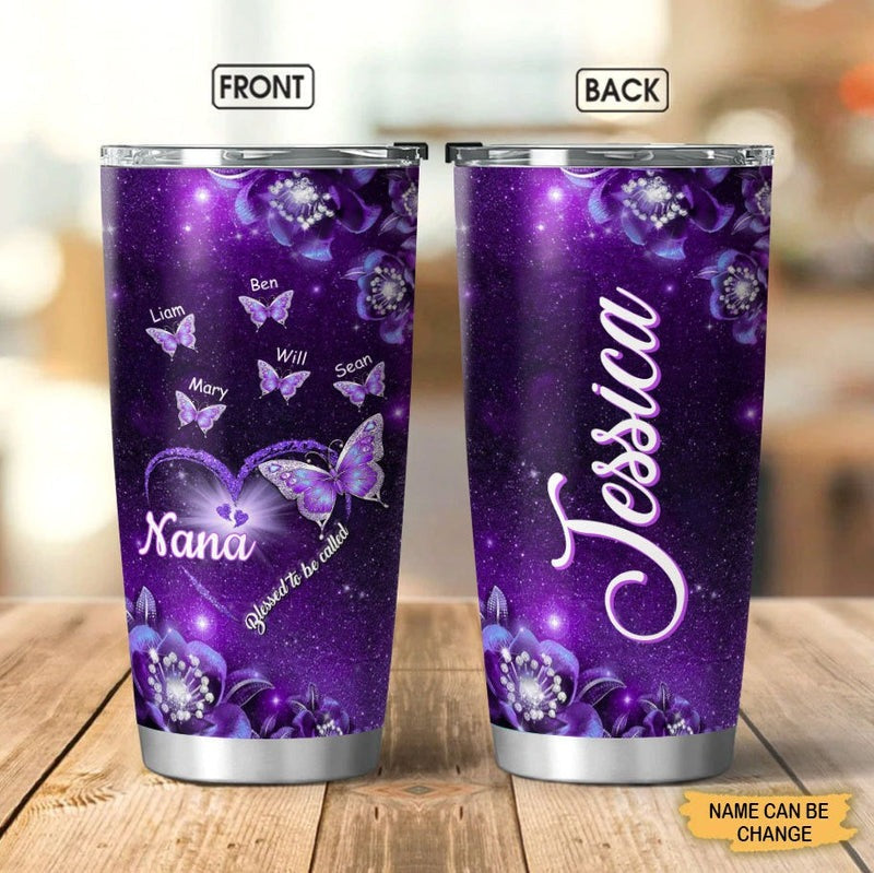 Butterfly Blessed to be called Nana Mimi Gigi Grandma Personalized Tumbler SC271010