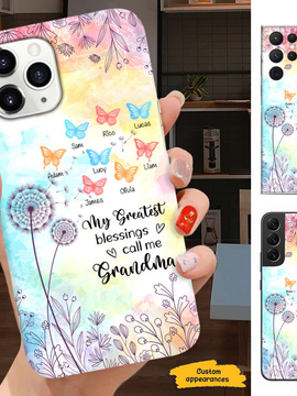 Butterfly Dandelion My greatest blessings called me Grandma Nana Mimi Gigi Auntie Mom Personalized Phone case SC2411053