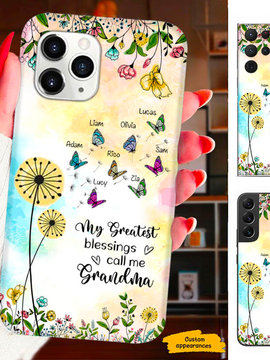 Butterfly Dandelion My greatest blessings called me Mom Nana Mimi Gigi Auntie Personalized phone case SC2412415