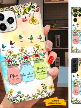 Butterfly Flower Mom Grandma Great Grandma Nana Mimi Gigi Auntie Personalized phone case SC221248