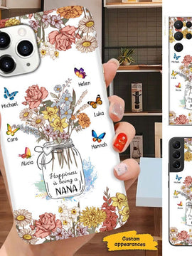 Butterfly Flower Mom Grandma Nana Mimi Gigi Auntie Personalized phone case SC2412429