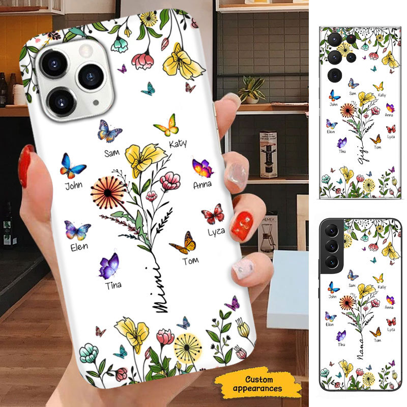 Butterfly Flower Mom Grandma Nana Mimi Gigi Auntie Personalized phone case SC261248
