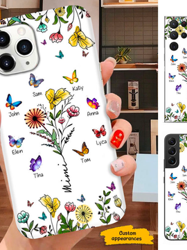 Butterfly Flower Mom Grandma Nana Mimi Gigi Auntie Personalized phone case SC261248