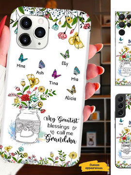 Butterfly Flower My Greatest Blessings called me Mom Grandma Nana Mimi Gigi Auntie Personalized phone case SC2412430