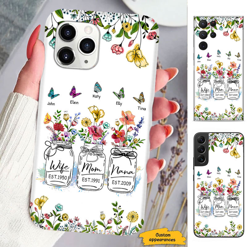 Butterfly Flower Wife MOM Grandma Nana Mimi Gigi Auntie Personalized phone case SC191243