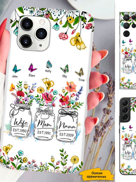 Butterfly Flower Wife MOM Grandma Nana Mimi Gigi Auntie Personalized phone case SC191243