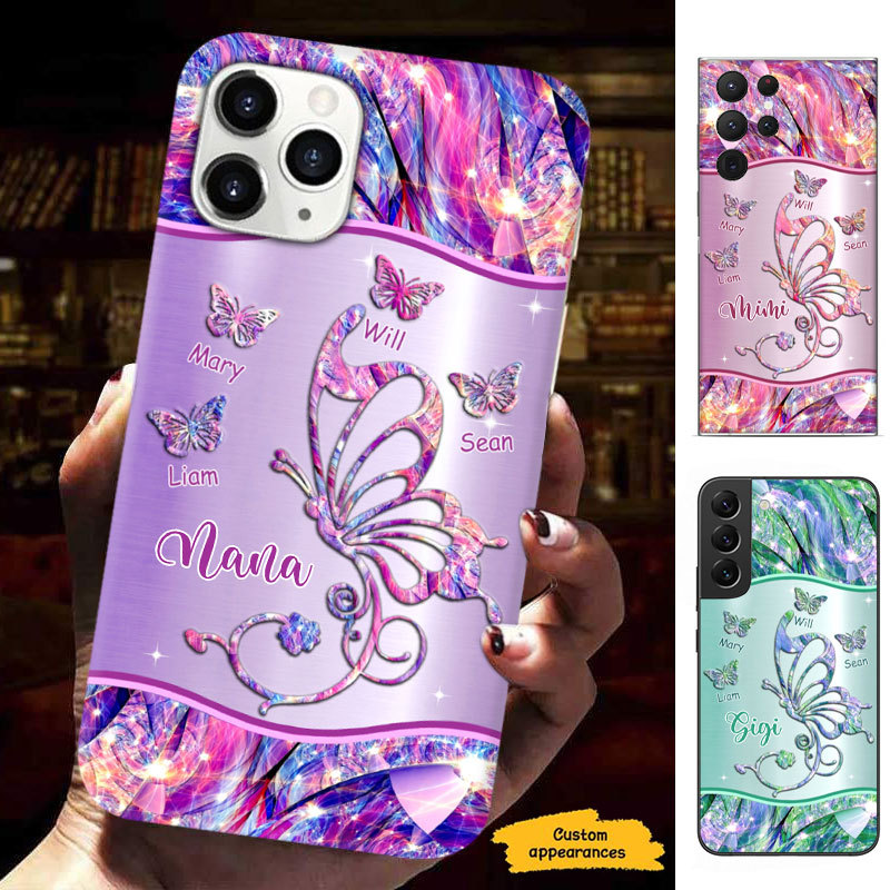 Butterfly Grandma Mimi Nana Mommy Auntie Personalized Phone Case SC81245