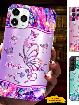 Butterfly Grandma Mimi Nana Mommy Auntie Personalized Phone Case SC81245