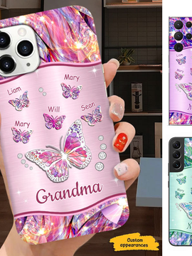 Butterfly Grandma Nana Mimi Mom Auntie Personalized Phone Case SC24100811