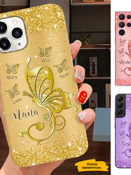 Butterfly Grandma Nana Mimi Mom Auntie Great Grandma Personalized Phone Case SC24102211