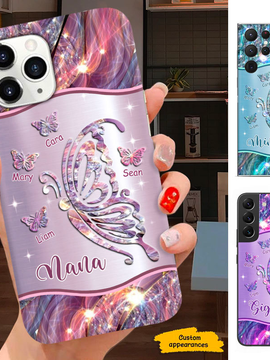 Butterfly Grandma Nana Mimi Mom Auntie Personalized Phone Case SC24101412