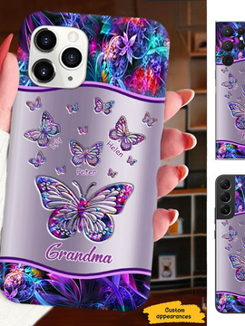 Butterfly Grandma Nana Mimi Mom Auntie Personalized Phone Case SC24102219