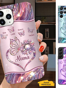 Butterfly Grandma Nana Mimi Mom Auntie Personalized Phone Case SC24110129