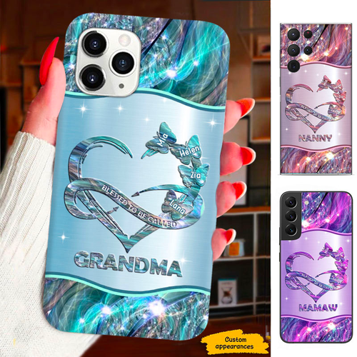 Butterfly Heart Blessed to be called Grandma Mimi Nana Mommy Auntie Personalized Phone Case SC41243