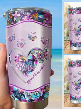 Butterfly Heart Blessed to be called Grandma Mimi Nana Mommy Auntie Personalized Tumbler SC512416