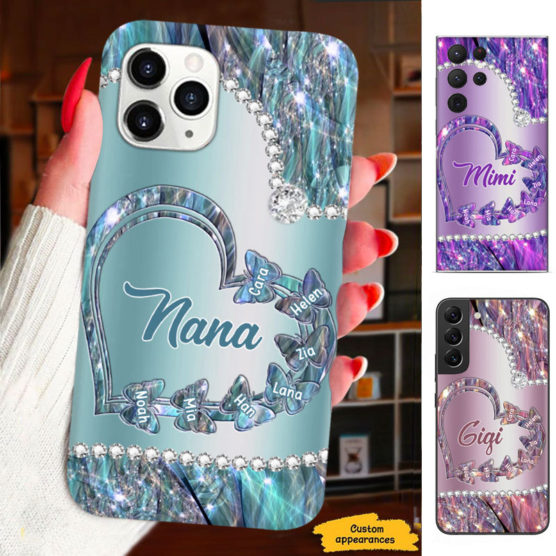 Butterfly Heart Grandma Mimi Nana Mommy Auntie Personalized Phone Case SC41241
