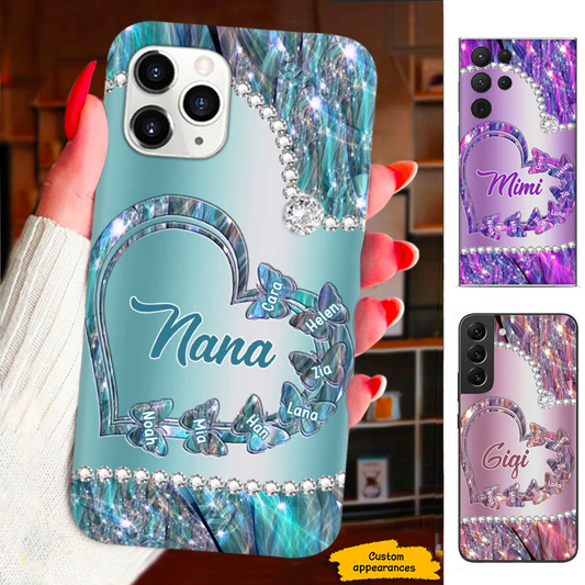 Butterfly Heart Grandma Mimi Nana Mommy Auntie Personalized Phone Case SC41241