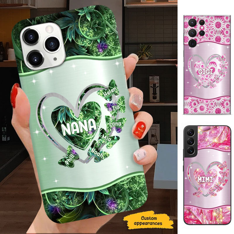 Butterfly Heart Grandma Mimi Nana Mommy Auntie Personalized Phone Case SC812418