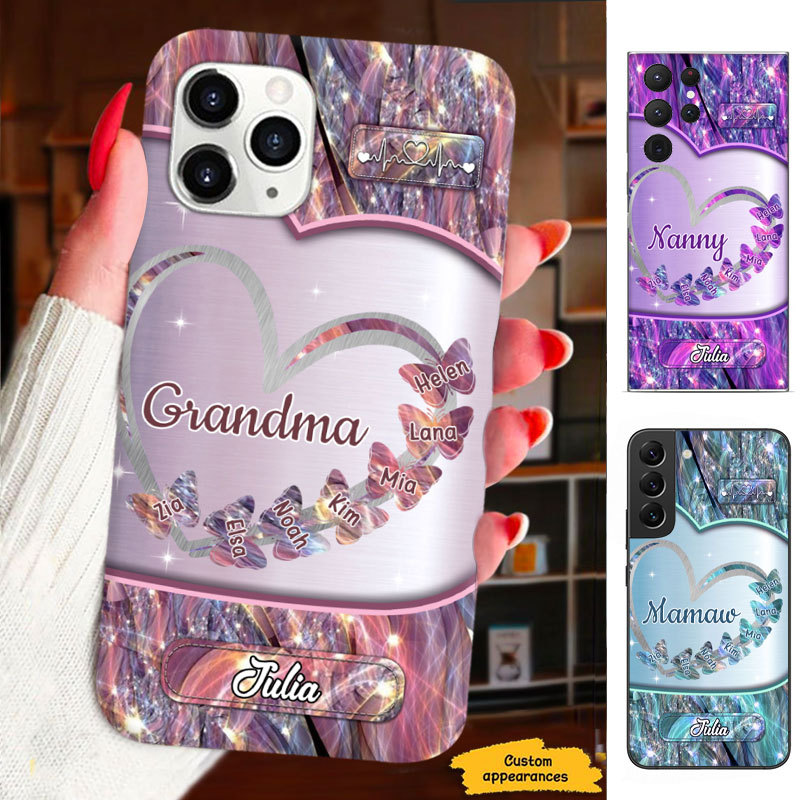 Butterfly Heart Grandma Mimi Nana Mommy Auntie Personalized Phone Case SC812419