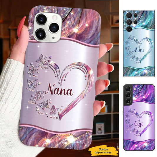 Butterfly Heart Grandma Mimi Nana Mommy Auntie Personalized Phone Case SC81244