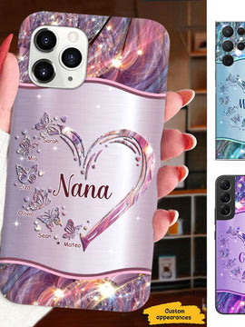 Butterfly Heart Grandma Mimi Nana Mommy Auntie Personalized Phone Case SC81244