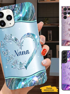 Butterfly Heart Grandma Mimi Nana Mommy Auntie Personalized Phone Case SC81247