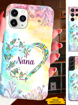 Butterfly Heart Grandma Mimi Nana Mommy Auntie Personalized Phone Case SC81248