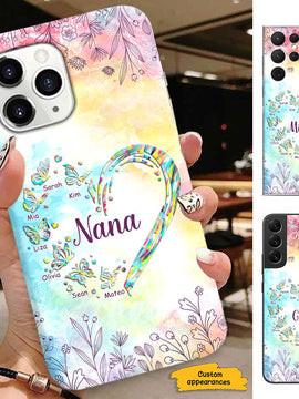 Butterfly Heart Grandma Mimi Nana Mommy Auntie Personalized Phone Case SC81249