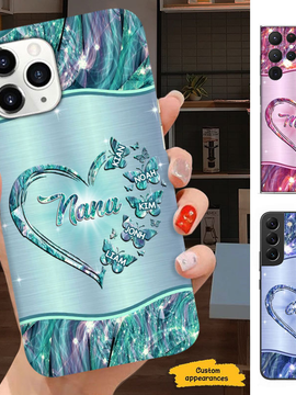 Butterfly Heart Grandma Nana Mimi Mom Auntie Personalized Phone Case SC24102220