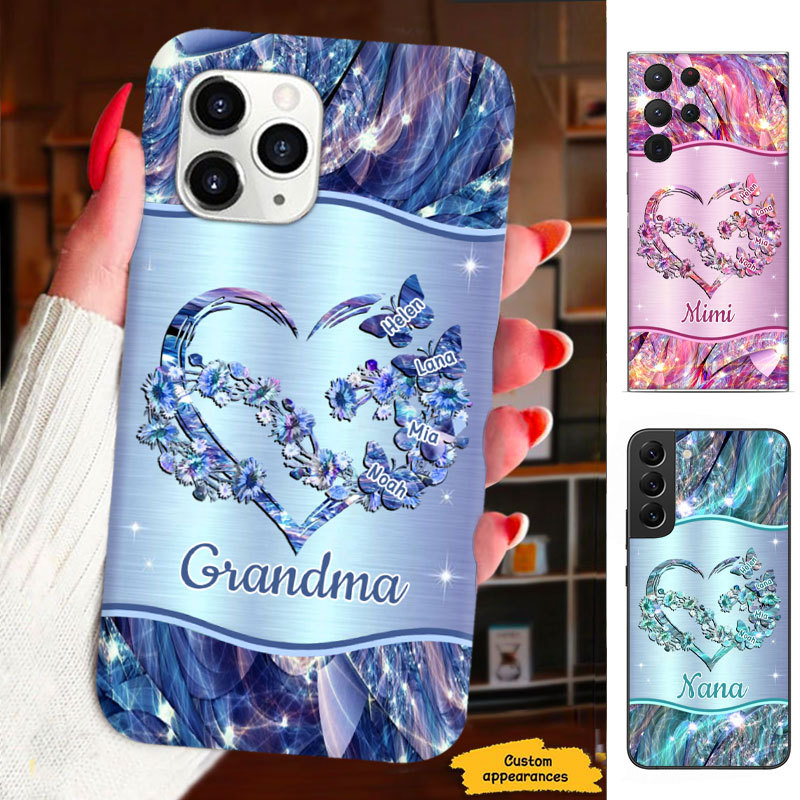 Butterfly Heart Mom Grandma Nana Mimi Gigi Auntie Personalized phone case SC2212448