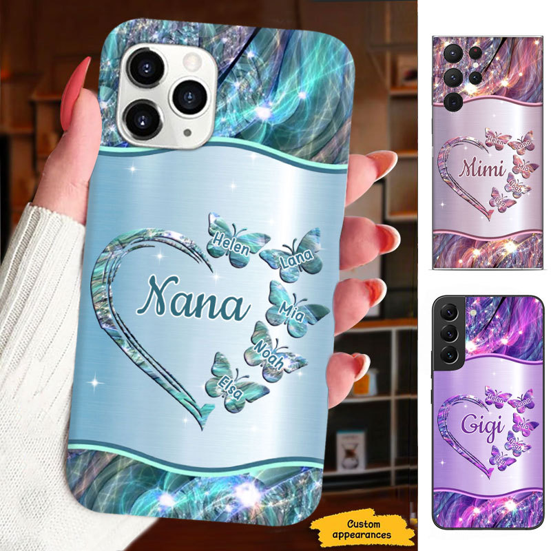 Butterfly Heart Mom Grandma Nana Mimi Gigi Auntie Personalized phone case SC2512451