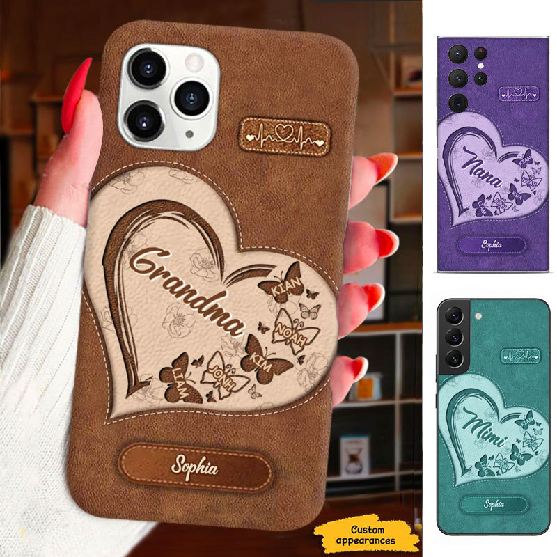 Butterfly Leather Pattern Grandma Mommy Auntie Personalized Phone Case SC2812231