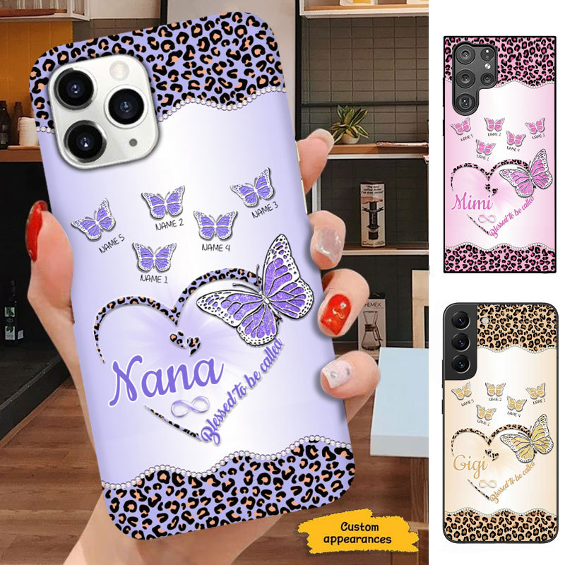 Butterfly Leopard Blessed to be called Grandma Mommy Auntie Personalized Phone case SC27122312