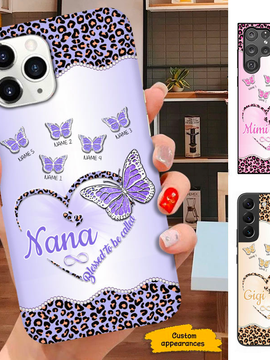 Butterfly Leopard Blessed to be called Grandma Mommy Auntie Personalized Phone case SC27122312