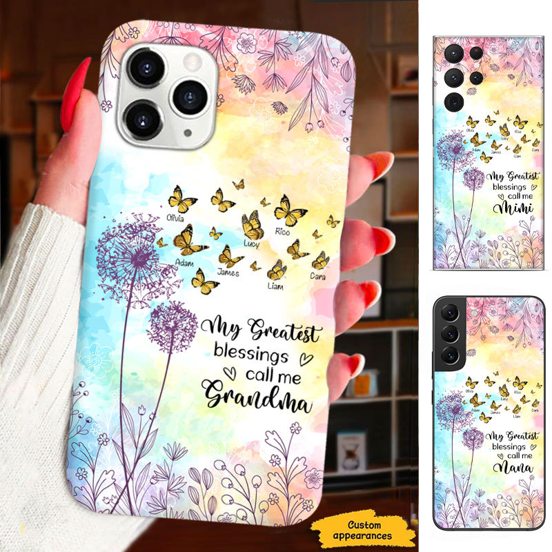 Butterfly My Greatest Blessings called me Grandma Nana Mommy Auntie Personalized Phone Case SC28122316