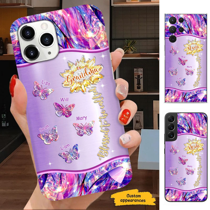 Butterfly Sunflower Blessed to be called Mom and Grandma Nana Mimi Gigi Auntie Personalized phone case SC2212439
