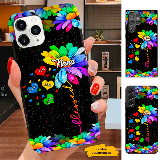 Coloful Flower Blessed Grandma Mommy Auntie Sweethearts Personalized Phone case SC2712239