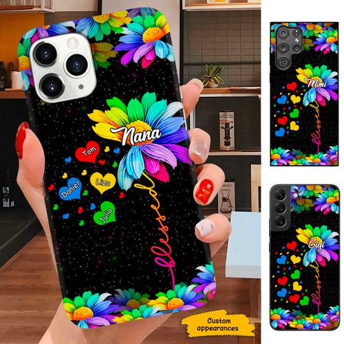 Coloful Flower Blessed Grandma Mommy Auntie Sweethearts Personalized Phone case SC2712239