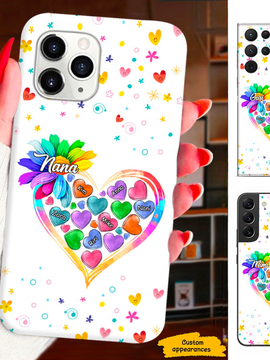 Coloful Flower Heart Mom Grandma Nana Mimi Gigi Auntie Personalized phone case SC2312442