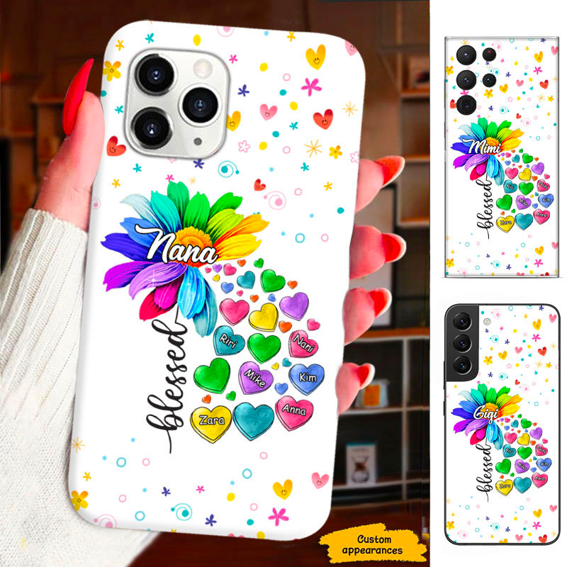 Coloful Flower Heart Mom Grandma Nana Mimi Gigi Auntie Personalized phone case SC2312443