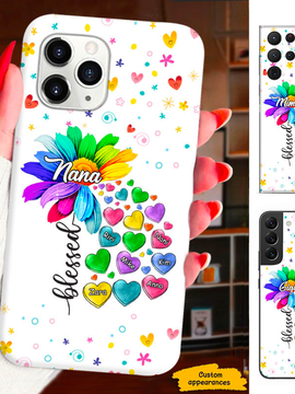 Coloful Flower Heart Mom Grandma Nana Mimi Gigi Auntie Personalized phone case SC2312443