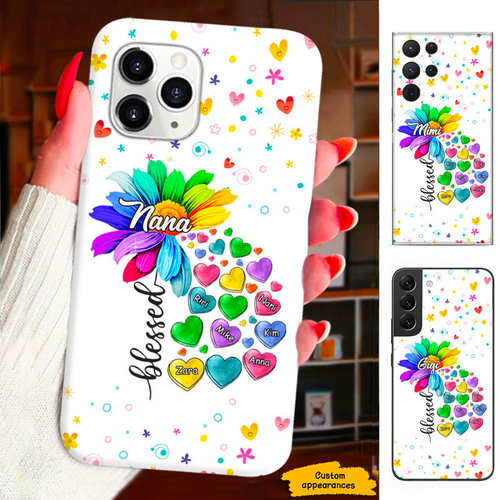 Coloful Flower Heart Mom Grandma Nana Mimi Gigi Auntie Personalized phone case SC2312443