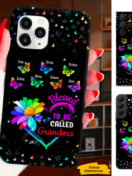 Colorful Butterfly Blessed to be called Mom Grandma Nana Mimi Gigi Auntie Personalized phone case SC2312436