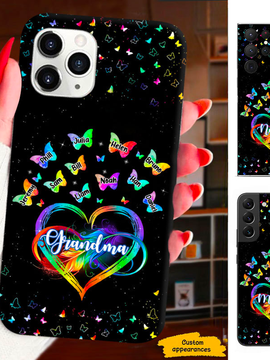 Colorful Butterfly Heart Grandma Mimi Nana Mommy Auntie Personalized Phone Case SC41249