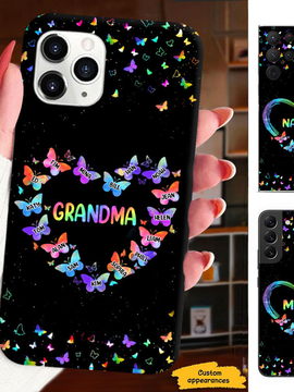 Colorful Butterfly Heart Grandma Nana Mimi Mom Auntie Personalized Phone Case SC2410088