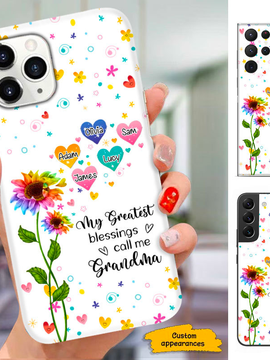 Colorful Flower My Greatest Blessings called me Mom Grandma Nana Mimi Gigi Auntie Personalized phone case SC251249