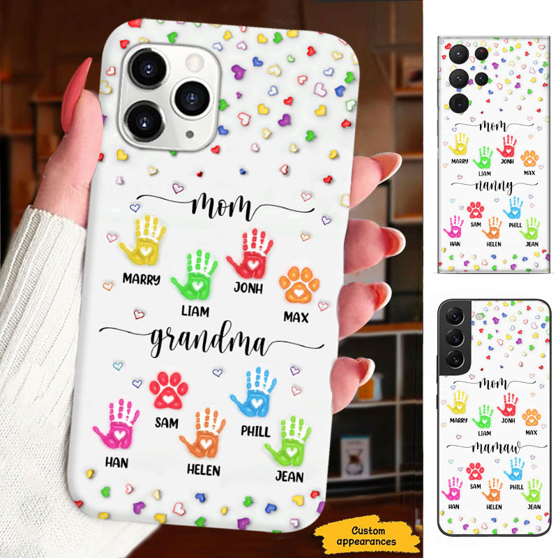 Colorful Handprint Grandma Nana Mimi Auntie Personalized Phone Case SC2410146