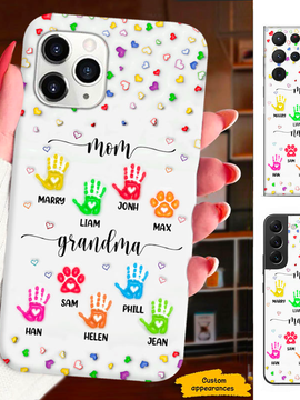 Colorful Handprint Grandma Nana Mimi Auntie Personalized Phone Case SC2410146